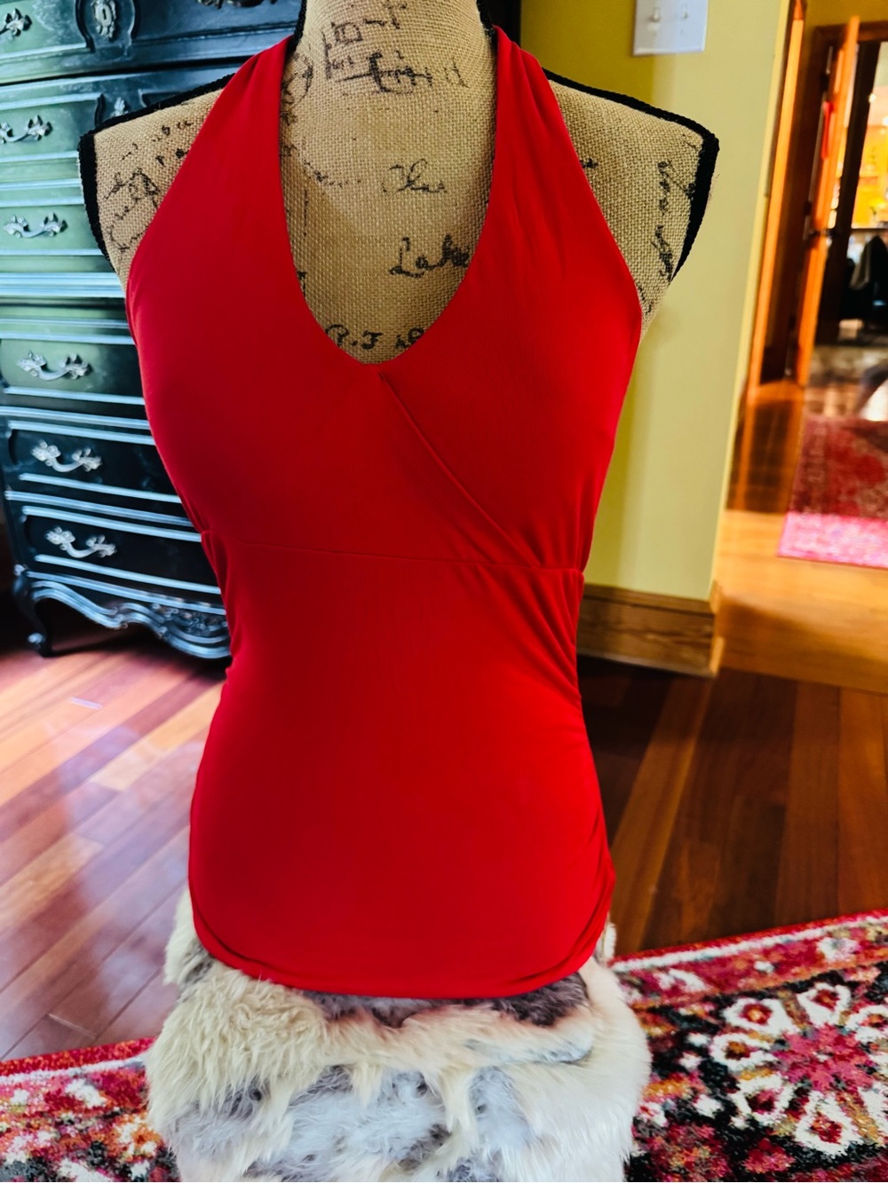 OGL BRIGHT RED HALTER WIT BUILT IN BRA NWT
